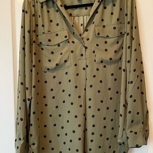 Polka Dot Blouse - Olive Green